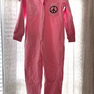 Ascot and Hart Pink Jumpsuit with Peace Sign